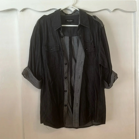 Eighty-Eight Platinum Mens Long Sleeve Shirt Size L Black Button Up - Picture 1 of 6